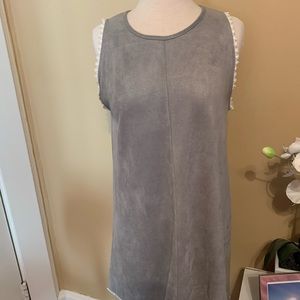 Grey dress with lace trim